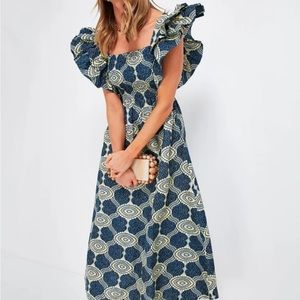 Elisamama Sola Smocked Ruffle Sleeve Dress